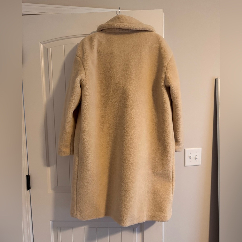Express Cream Teddy Sherpa Coat size M - Picture 3 of 4